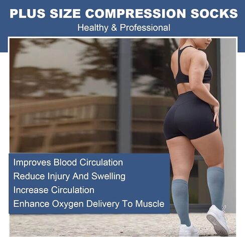 HLTPRO 4 أزواج من الجوارب الضاغطة للنساء والرجال - أفضل دعم للطب والدورة الدموية والممرضات والجري والسفر in Kuwait