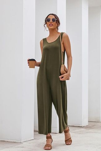 بيجامة نسائية من Ekouaer برقبة واسعة وسروال فضفاض كاجوال واسع الساق مع جيوب in Kuwait