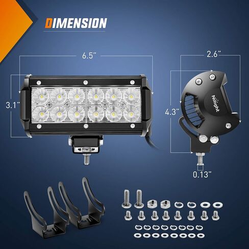 Nilight 2PCS 6.5 Inch 36W Flood LED Light Bar Led Work Light Off Road Driving Light With Off Road Wiring Harness, 2 Years Warranty in Kuwait