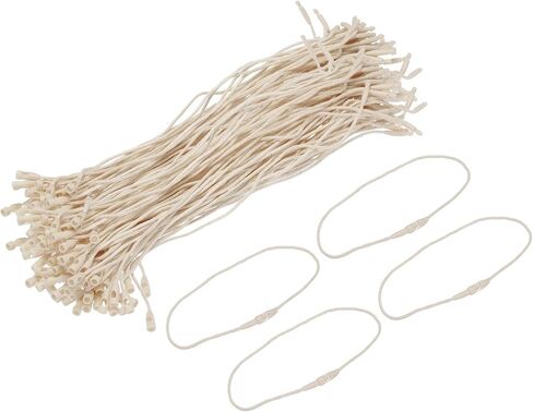 MECCANIXITY Polyester Rope Hang Tag String Snap Lock Pins Loop Price Tag Fastener,Plastic Tags Ties,190mm/7.48 Inch Length,1mm/0.04 Inch Dia,Pack of 200,Beige in Saudi Arabia