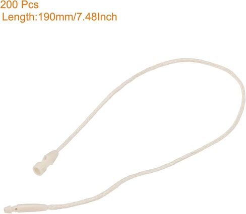 MECCANIXITY Polyester Rope Hang Tag String Snap Lock Pins Loop Price Tag Fastener,Plastic Tags Ties,190mm/7.48 Inch Length,1mm/0.04 Inch Dia,Pack of 200,Beige in Saudi Arabia