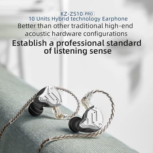 KZ ZS10 Pro Noise Cancelling Monitor Headphones,4BA+1DD 5 Driver in-Ear HiFi Metal Earphones with Stainless Steel Faceplate, 2 Pin Detachable Cable(Meteor Blue, without Mic) in Saudi Arabia