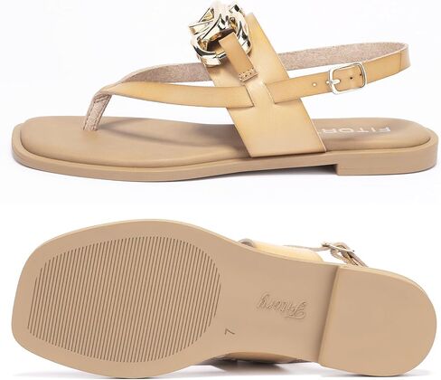 صندل نسائي مسطح بحزام قابل للتعديل من FITORY مع شرائح عصرية غير رسمية وشباشب مقسمة على شكل أصابع القدم للسيدات مقاس الصيف 6-11 in Kuwait