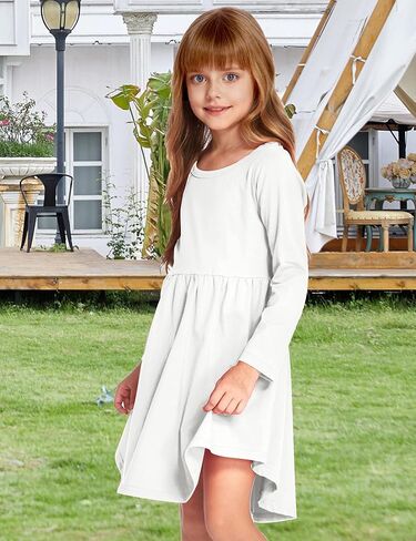 فستان Arshiner Girl بأكمام طويلة على شكل حرف A متزلج كاجوال in Kuwait