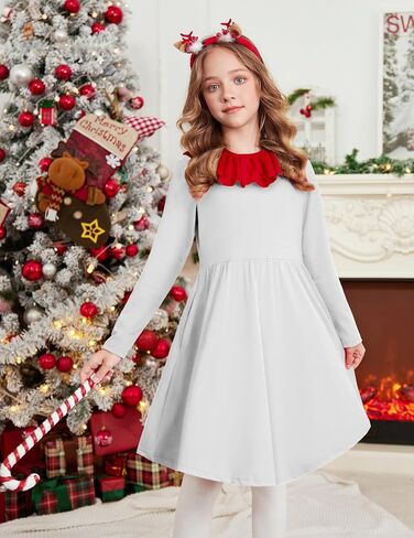 فستان Arshiner Girl بأكمام طويلة على شكل حرف A متزلج كاجوال in Kuwait