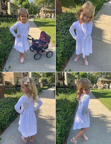 فستان Arshiner Girl بأكمام طويلة على شكل حرف A متزلج كاجوال in Kuwait