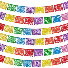 6 Packs 108 Ft Fiesta Party Decorations Mexican Party Banners Papel Picado Banners Cinco De Mayo Decorations Dia De Los Muertos Decor Mexico Halloween Banner Birthday Party Decorations