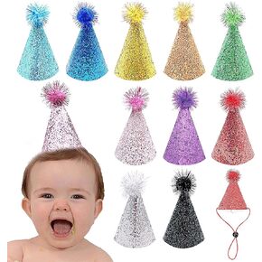 Kids Cone Party Hats Reusable Birthday Party Hat with Adjustable Buckle Holiday Party Favors Supplies for Adults Children Pets Dogs Cats(10 pcs) M
