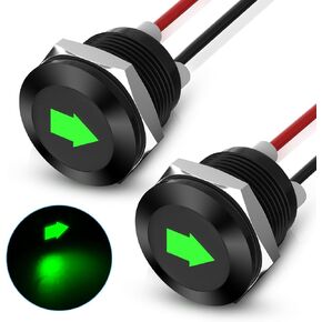 Linkstyle 2PCS 12V LED Indicator Light, Waterproof 1/2" Panel Cutout Left/Right Signal Lamp with 310MM 26AWG Wires for Car Trucks
