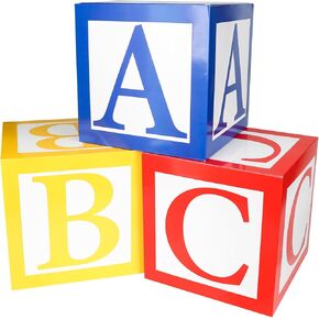 6 Pieces ABC and 123 Balloon Box Back to School Party Decoration 12 X 12 Inch ABC Alphabet Block Boxes Party Favor Balloon Inspire Story Birthday Party Decor for School Celebration Baby Shower