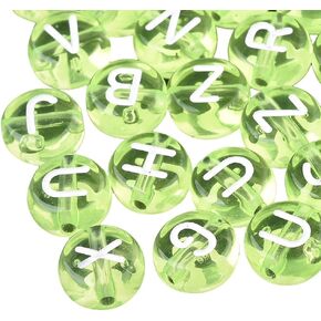 BEEFLYING 1480Pcs 7MM Transparent Acrylic Alphabet Beads Flat Round Disc A-Z White Letter Spacer Beads for DIY Friendship Boho Bracelet Hawaii Summer Holiday Surfing Jewelry Making (Blue Color)