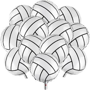 durony 12 Pieces 20 Inches Volleyball Balloons Foil Mylar Volleyball Balloons Aluminum Foil Balloons for Birthday Volleyball Party Supplies Sports Banquet Party Decorations