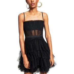 Betsy & Adam Short Corset Mesh Dress