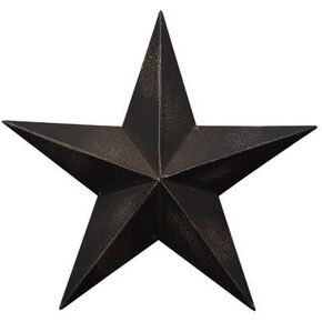 Dimensional Steel Metal Barn Star, 12-inch, Black Antique Matte Finish, Lightly Distressed