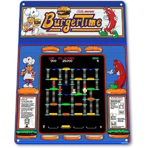 ديكور جدار غرفة ألعاب Burger Time Classic Midway Arcade Marquee - لافتة معدنية من القصدير مقاس 8 × 12 بوصة in Kuwait