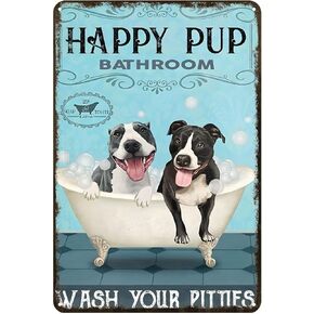 Funny Metal Sign Pitbull Dog Retro Decor Home Kitchen Bar Cafe Bathroom Club Cave Wall Decor Dog Tin Sign 12 X 8 Inch
