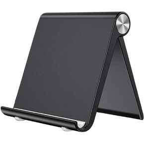 Cell Phone Stand Holder, Cellphone Holder Adjustable Desktop Phone Stand for Desk, Foldable Phone Cradle Dock Mobile Stand for iPhone iPad Tablet 4 to 7.9 Inch Smartphones (Black)