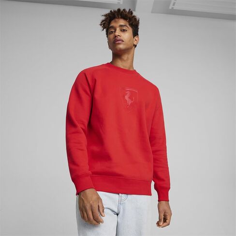 PUMA Men's Standard Scuderia Ferrari Race Big Shield Crew Sweatshirt, Red-SS24 in Saudi Arabia