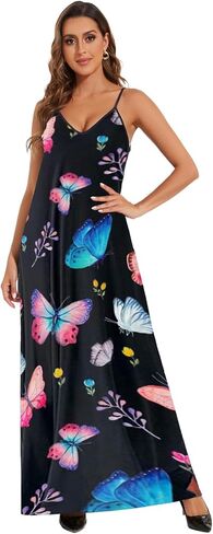 فستان صيفي طويل من ZonJie بمقاس كبير للنساء فستان شاطئ أفريقي فضفاض ومطبوع وقابل للتعديل مع جيوب in Kuwait