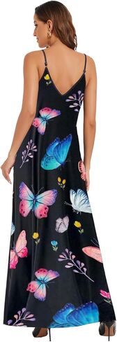 فستان صيفي طويل من ZonJie بمقاس كبير للنساء فستان شاطئ أفريقي فضفاض ومطبوع وقابل للتعديل مع جيوب in Kuwait