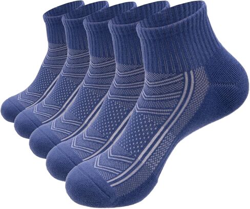PEARL CARE Mens Combed Cotton Cushioned Athletic Running Ankle Quarter Socks (5 Pack) w/Arch Compression in Saudi Arabia