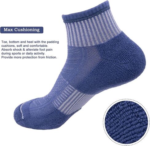 PEARL CARE Mens Combed Cotton Cushioned Athletic Running Ankle Quarter Socks (5 Pack) w/Arch Compression in Saudi Arabia