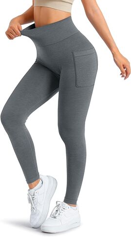 A AGROSTE Women Seamless Workout Leggings with Pockets Scrunch Butt Lifting Gym Leggings High Waisted Yoga Pants in Kuwait