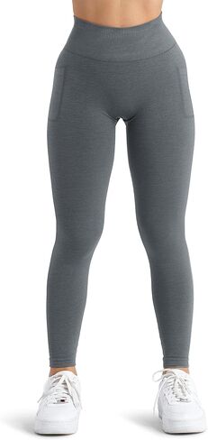 A AGROSTE Women Seamless Workout Leggings with Pockets Scrunch Butt Lifting Gym Leggings High Waisted Yoga Pants in Kuwait