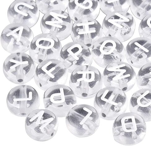 BEEFLYING 1480Pcs 7MM Transparent Acrylic Alphabet Beads Flat Round Disc A-Z White Letter Spacer Beads for DIY Friendship Boho Bracelet Hawaii Summer Holiday Surfing Jewelry Making (Blue Color) in Saudi Arabia
