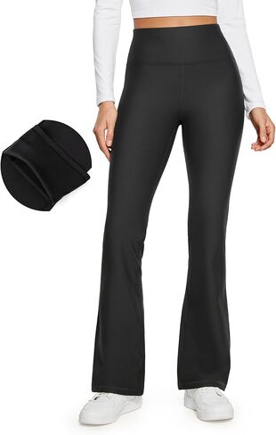 CRZ اليوغا المرأة صوف مبطن مضيئة طماق 31 "Bootcut اليوغا السراويل البطن تحكم الشتاء الحرارية الدافئة لينة عادية صالة السراويل in Kuwait