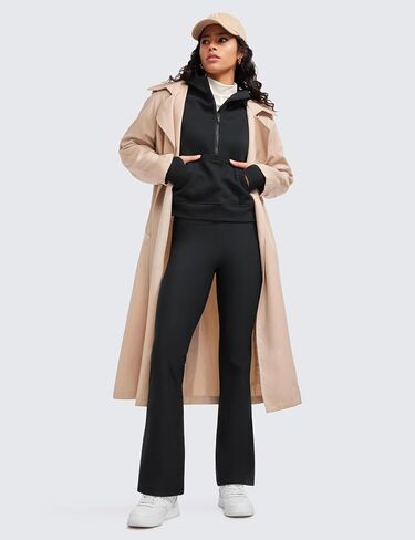 CRZ اليوغا المرأة صوف مبطن مضيئة طماق 31 "Bootcut اليوغا السراويل البطن تحكم الشتاء الحرارية الدافئة لينة عادية صالة السراويل in Kuwait