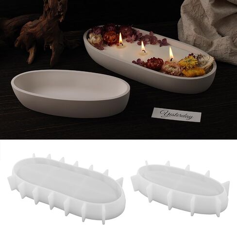 Boat Vessel Silicone Candle Mold, Handmade Elliptical Creative Storage Bowl Resin Mould, Flower Pot Vase Concrete, DIY Plaster Cement Rings Storage Tray Mold (Set) in Saudi Arabia