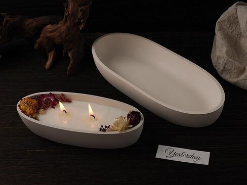 Boat Vessel Silicone Candle Mold, Handmade Elliptical Creative Storage Bowl Resin Mould, Flower Pot Vase Concrete, DIY Plaster Cement Rings Storage Tray Mold (Set) in Saudi Arabia