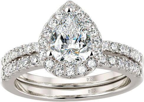 Wuziwen 3Ct الكمثرى قطع خاتم الزفاف مجموعة للنساء خاتم الخطوبة الذهب 925 الفضة الاسترليني AAAAA CZ in Kuwait