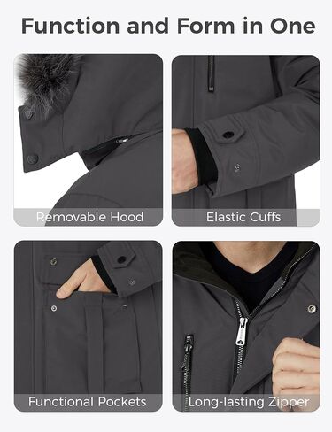 Wantdo Men's Big and Tall Winter Coat Warm Long Puffer Jacket Thickened Snow Parka Outerwear with Removable Fur Hood in Saudi Arabia