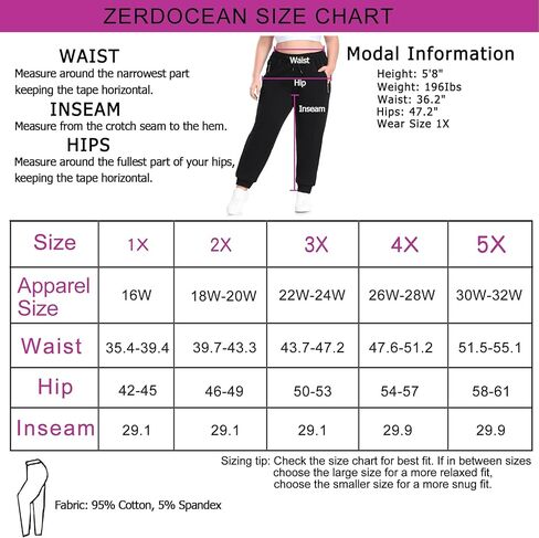 ZERDOCEAN Women's Plus Size Fleece Lined Sweatpants Casual Workout Athletic Joggers Zipper Pockets in Kuwait