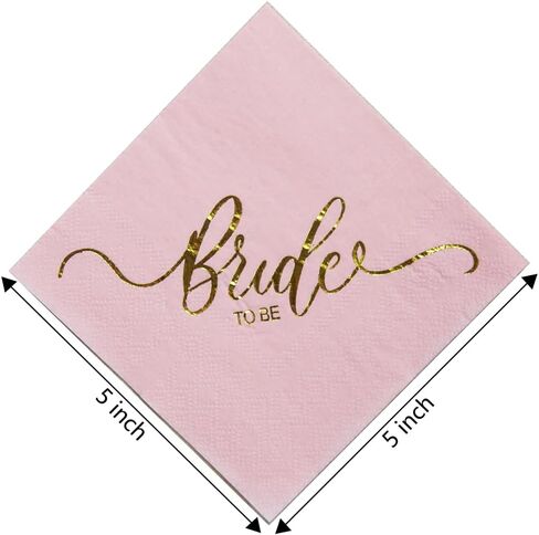 Bride to Be Pink Rose gold Napkins, Bridal Shower Bachelorette Wedding Engagement Party Decorations Supplies, 2 Ply, 50 count in Saudi Arabia