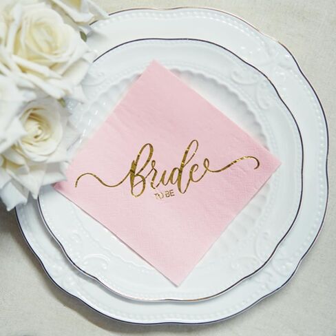 Bride to Be Pink Rose gold Napkins, Bridal Shower Bachelorette Wedding Engagement Party Decorations Supplies, 2 Ply, 50 count in Saudi Arabia