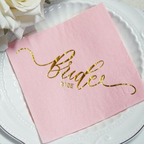 Bride to Be Pink Rose gold Napkins, Bridal Shower Bachelorette Wedding Engagement Party Decorations Supplies, 2 Ply, 50 count in Saudi Arabia