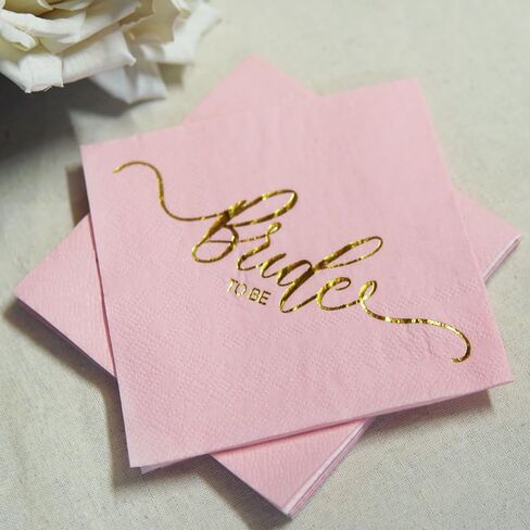 Bride to Be Pink Rose gold Napkins, Bridal Shower Bachelorette Wedding Engagement Party Decorations Supplies, 2 Ply, 50 count in Saudi Arabia