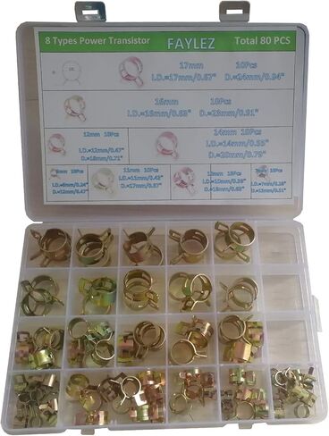 80 PCS 6/7/10/11/12/14/16/17mm Spring Clips Fuel Line Hose Clips Water Pipe Air Tube Silicone Vacuum Hose Clamp Fastener in Kuwait