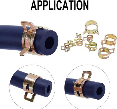 80 PCS 6/7/10/11/12/14/16/17mm Spring Clips Fuel Line Hose Clips Water Pipe Air Tube Silicone Vacuum Hose Clamp Fastener in Kuwait