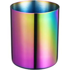 Rainbow 304 Stainless Steel Round Pen Holder - Nordic Style Pencil Cup & Makeup Brush Organizer for Office, Home, Kitchen, Living Room, Bathroom, Sink, and Vanity