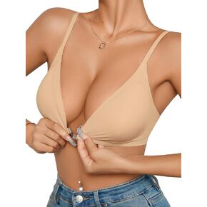Cozyease Women's Solid Wireless Bra Adjustable Spaghetti Strap Cami Top Bralette