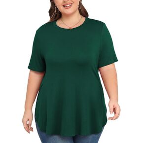 Women's Plus Size Tops Summer Short Sleeve Shirts Casual Loose Dressy Crew Neck Tunic Tops