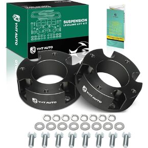 YHTAUTO 3 inch Front Leveling Lift Kit, Aluminum Strut Spacers w/Hardware Kit Compatible with 2007-2023 Toyota Tundra, 2x2, 4x4, RWD/4WD, Not Fit Rock Warrior Edition, Suspension Leveling Kit Set of 2