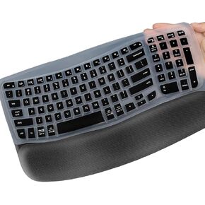 MUBUY-GOL Keyboard Cover Skin for Logitech Wave Keys MK670 Keyboard Protector, Logitech MK670 Wave Keys Wireless Ergonomic Keyboard Desktop PC Silicone Clear Keyboard Skin Protector-Black in Saudi Arabia