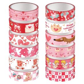 12pcs Valentine's Day for Washi Tape, 9.84 Feet Red and Black for Washi Tape Cute Holiday for Washi Tape Washi Masking Tape Valentine Decorations for Crafts Home Wedding Scrapbook Gift Wrapping