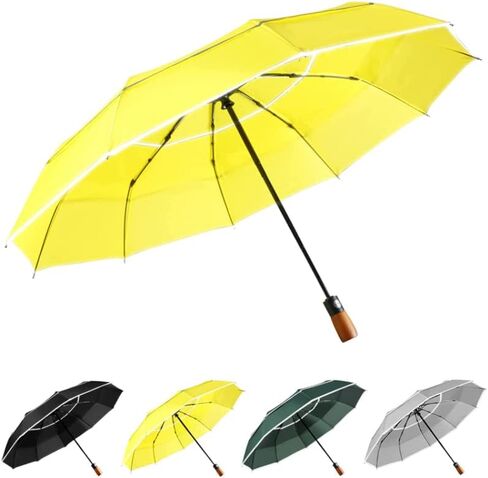YumSur Compact Travel Umbrella - Windproof, Reinforced Canopy, Tested in 60mph Winds, Strong Reinforced Windproof Umbrella, One Touch Auto Open/Close for Men & Women in Kuwait