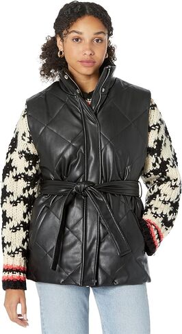 [BLANKNYC] سترة نسائية مبطنة من الجلد النباتي مع حزام ذاتي in Kuwait